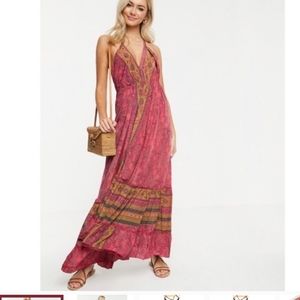 RAGA Pink Paisley Halter Maxi Dress